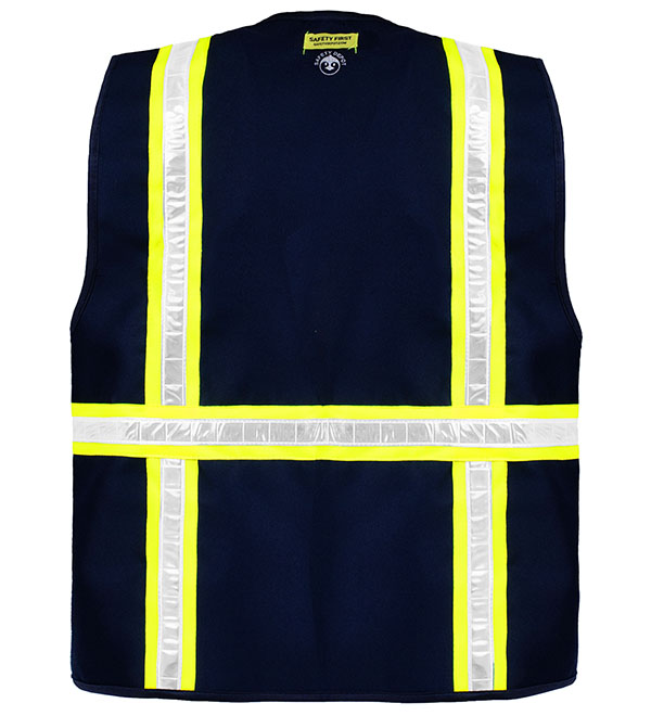 8038a Navy Blue Multi Pocket Zipper Closure Hi Vis Safety Vest 2208